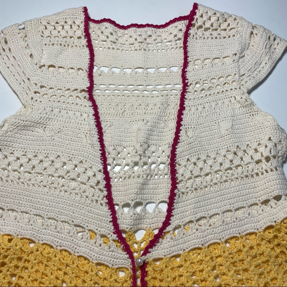 Crochet Multi Color Front Open Vest Size S - image 4